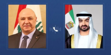 رئيس دولة الإمارات الشيخ محمد بن زايد والرئيس اللبناني جوزيف عون يتفقان على إعادة فتح سفارة الإمارات في بيروت