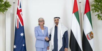 بحث العمل المشترك مع سام موستين في أبوظبي ..محمد بن زايد: الإمارات حريصة على التعاون مع أستراليا ودعم السلام والازدهار في العالم