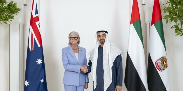 بحث العمل المشترك مع سام موستين في أبوظبي ..محمد بن زايد: الإمارات حريصة على التعاون مع أستراليا ودعم السلام والازدهار في العالم