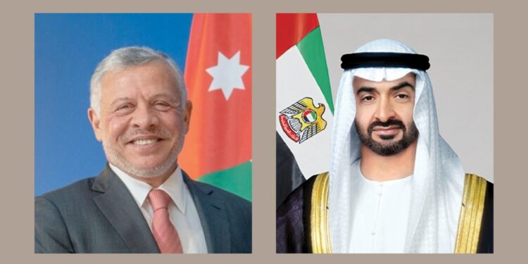 رئيس دولة الإمارات وملك الأردن يبحثان العلاقات الأخوية والتطورات الإقليمية
