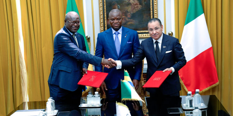 على هامش الزيارة الرسمية للرئيس الجابوني لإيطاليا السيد كمال الغريبي رئيس مجموعة GKSD يكرم الرئيس أوليغي نغيما في حفل بروما وفتح آفاق التعاون المشترك في عدة مجالات مع الغابون